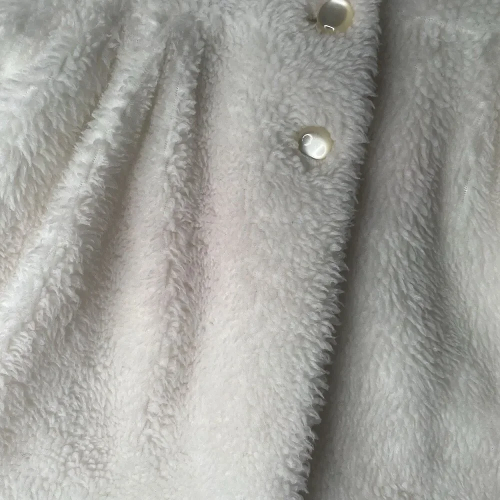 VTG 80s Millicents San Francisco White Faux Fur Girl Swing Coat Jacket 2T